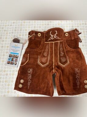 Bavaria Trachten Tan Suede Lederhosen Shorts